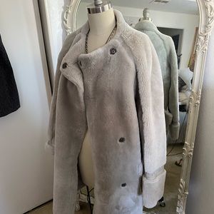 Suede and fur woman’s coat